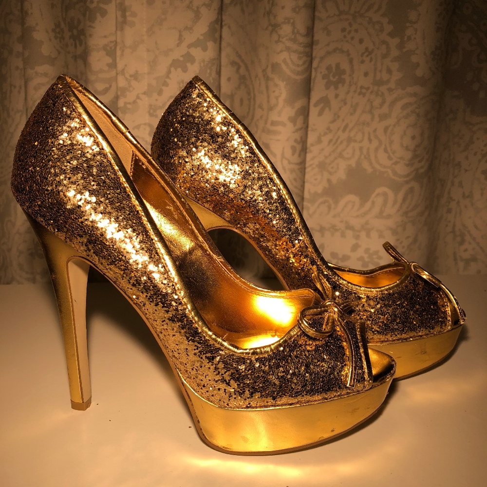 Joey Gold Glitter Platform Shoes